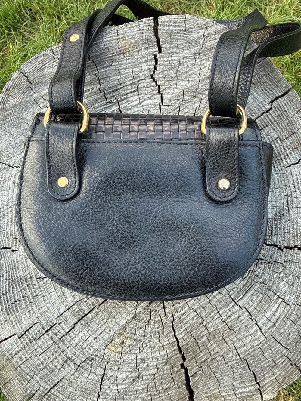 Vtg Bally Woven Leather Shoulder Bag in black- Classic Women's Handbag - Picture 4 of 16